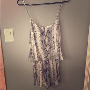 Lavender Brown animal print silk romper